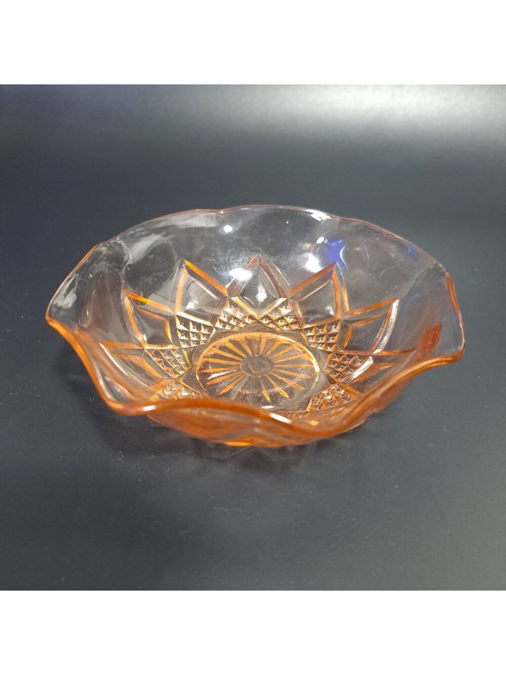 Hazel Atlas Pink Depression Glass Diamond Arches Crimped Fruit Bowl Decorative